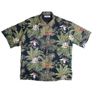 Tommy Bahama Mens Silk Short Sleeve Christmas Hawaiian Shirt Size L